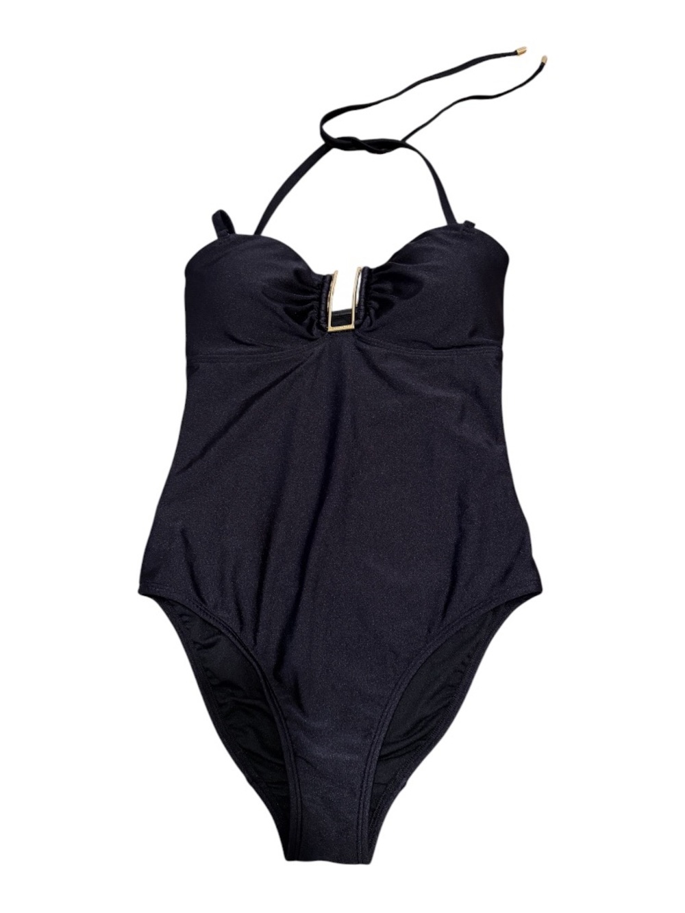 Ted Baker London Black One Piece U Bar Bathing Suit Halter w/ Removable Straps